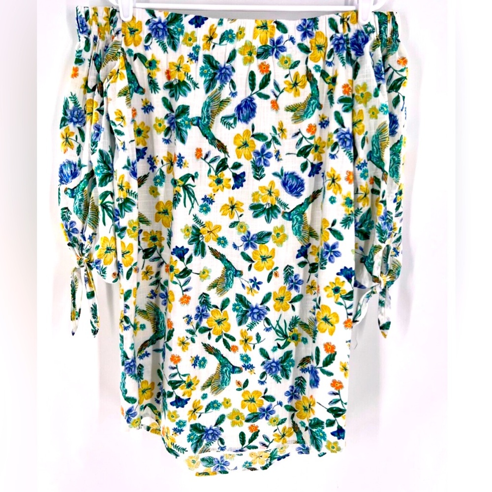 off the shoulder floral shift dress